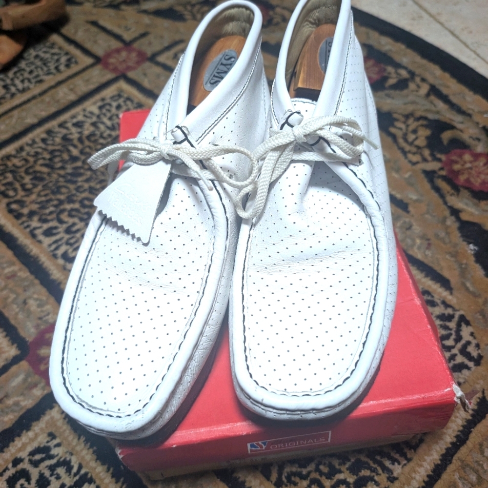 White Clarks Wallabee Men's Shoes
